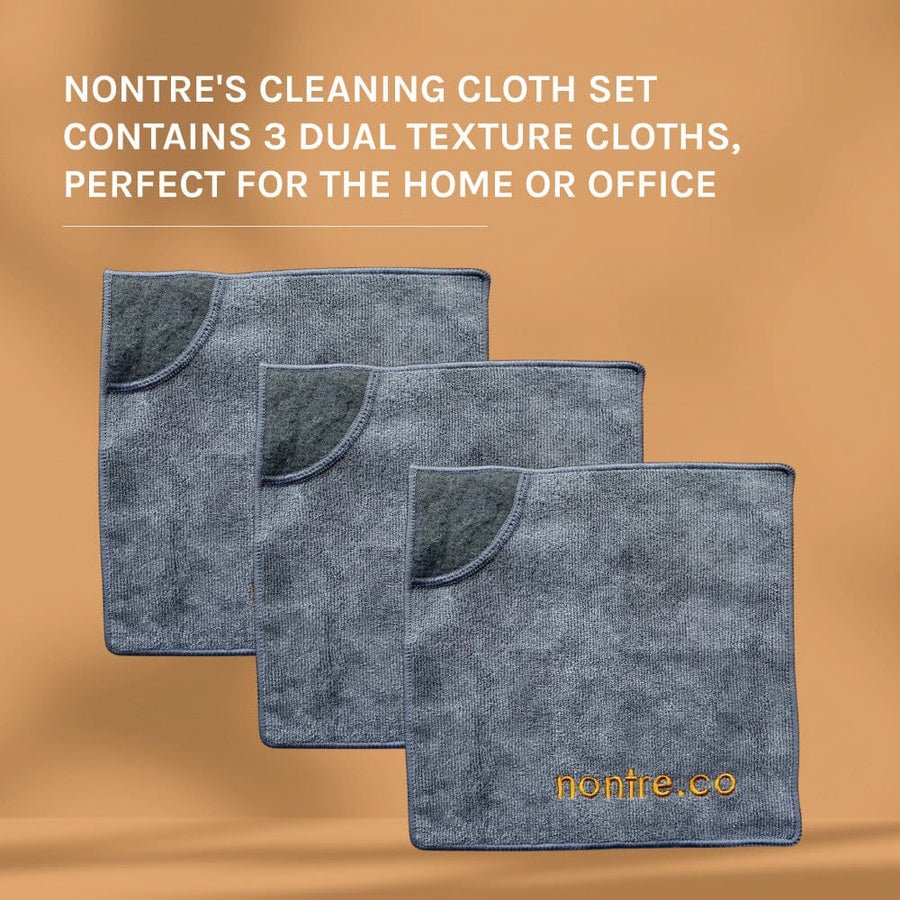 Microfibre Dual Texture Cloth Set, Grey - nontre