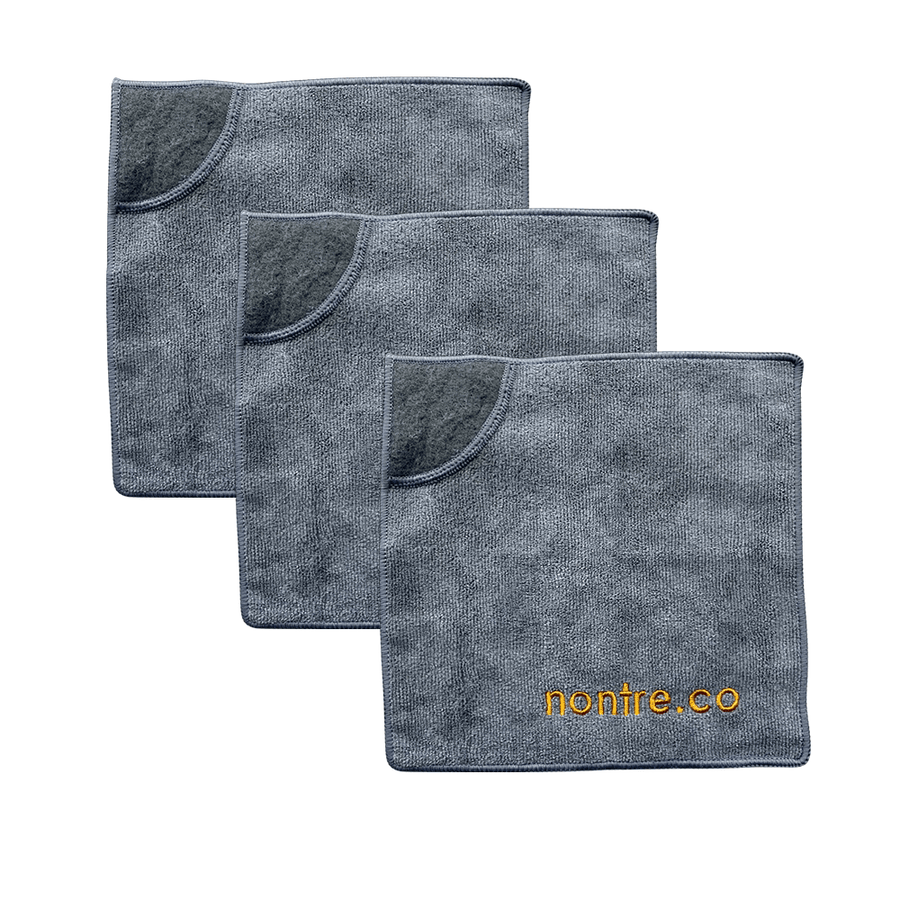 Microfibre Dual Texture Cloth Set, Grey - nontre